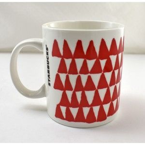 Starbucks Red Triangle Trees Mug - 2016 Starbucks Holiday Coffee Cup 12 fl oz